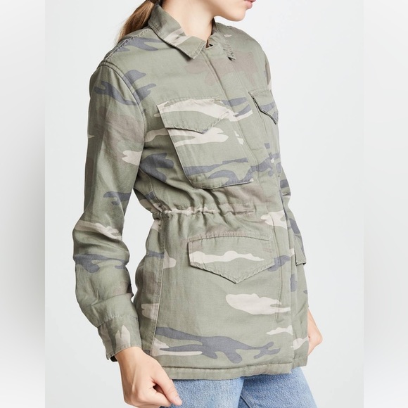 Rails Whitaker Tencel Linen Blend Camo Jacket w Faux Fur Lining Sz Medium Green - Picture 3 of 11